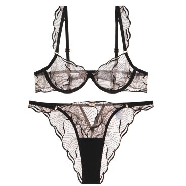 Black Sheer Mesh Bra and Panty Set