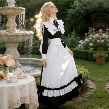 Vintage Black White Maid Cosplay Dress