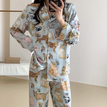 Cartoon Cat Sleepwear Set