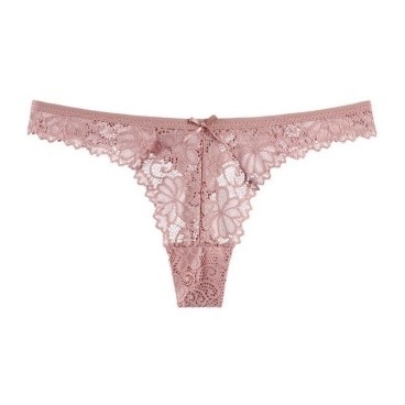Floral Lace Thong with Bow