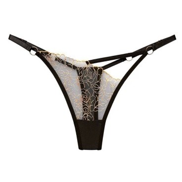 Sheer Embroidered Thong Panty