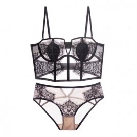 Black Sheer Lace Bra and Panty Set