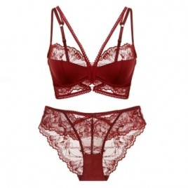 Burgundy Lace Bra Set