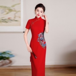 Modern Embroidered Cheongsam Dress