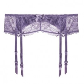 Lavender Satin Strap Suspender Belt