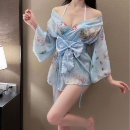 Floral Sheer Kimono Lingerie Set