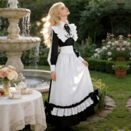 Vintage Black White Maid Cosplay Dress