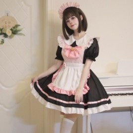 Cute Pink Black Lolita Maid Dress