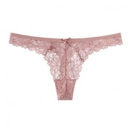 Floral Lace Thong with Bow
