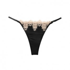 Satin Lace Trim Thong