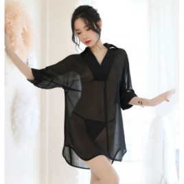 Black Soft & Simple Sexy Robe