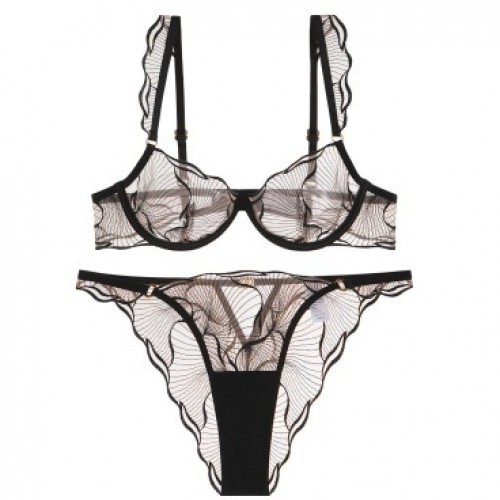 Black Sheer Mesh Bra and Panty Set