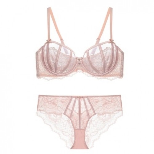 Pink Lace Bra Set