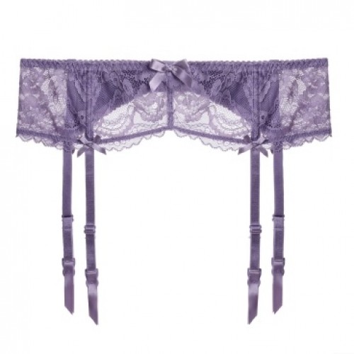 Lavender Satin Strap Suspender Belt